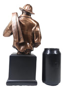 Fireman Carrying Fire Fighter Hose Reel Portrait Bust On Trophy Base Statue