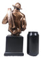 Fireman Carrying Fire Fighter Hose Reel Portrait Bust On Trophy Base Statue