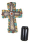 Rustic Southwestern Stony Crackled Turquoise Rocks And Colorful Gems Wall Cross