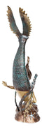 4 Feet Tall Aluminum Nautical Golden Mermaid Diving By Starfishes Coral Statue