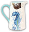 Nautical Marine Blue White Seahorse Ceramic Hot Or Cold Drink Jug Pitcher 35oz