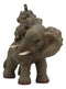 Small Wildlife Elephant Father And 2 Calves On Piggyback Playing Statue 5.25"H