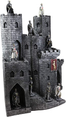 Ebros Castle Fortress Display Stand Sculpture with 12 Miniature Knight Figurine