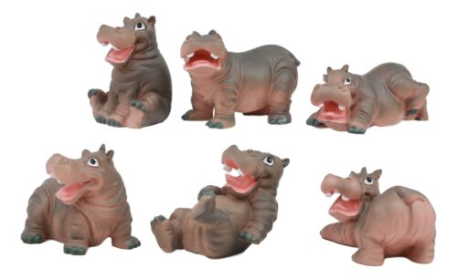 Ebros Whimsical Baby Hippo Set of 6 River Hippopotamus Small Figurines 3"H