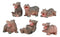 Ebros Whimsical Baby Hippo Set of 6 River Hippopotamus Small Figurines 3"H