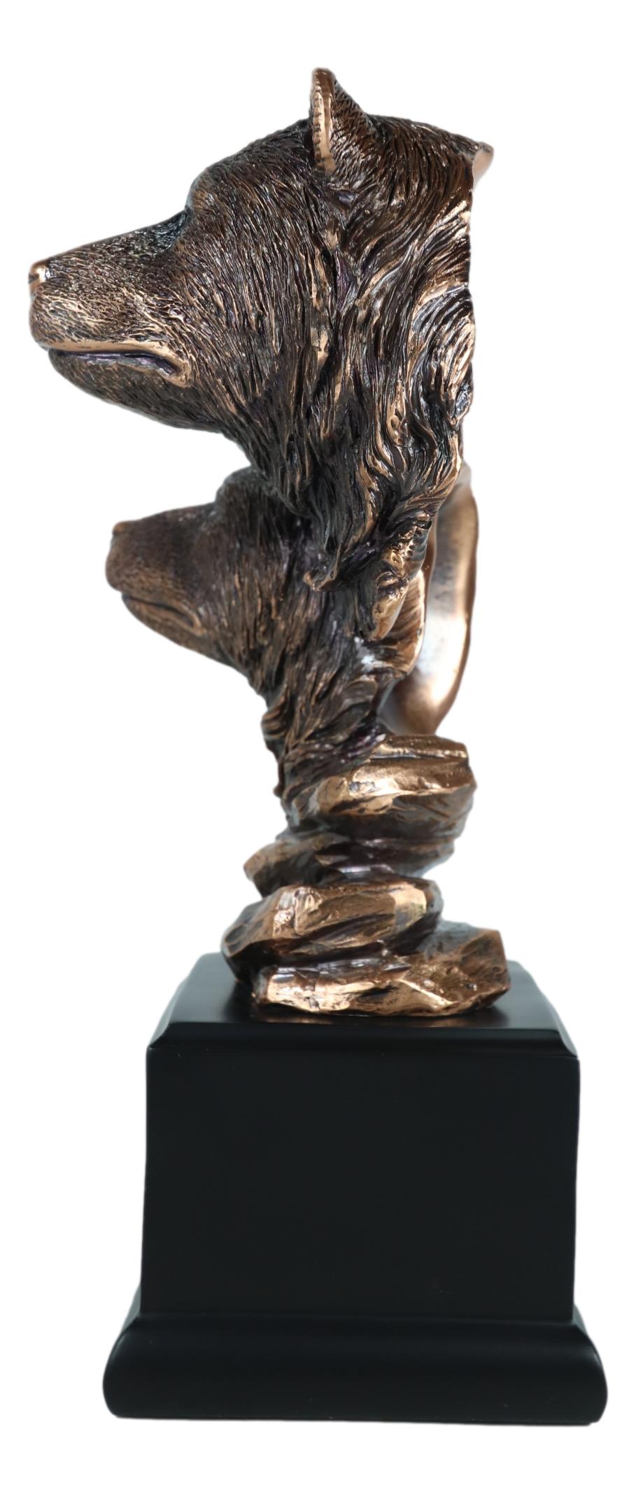 Rustic Wildlife Black Bears Couple Family Electroplated Figurine With Base Stand