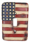 Set of 2 Rustic Patriotic USA American Flag Wall Single Toggle Switch Plates
