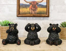 Set of 3 Wise See Hear Speak No Evil Black Bears Rustic Figurine Bear Animal