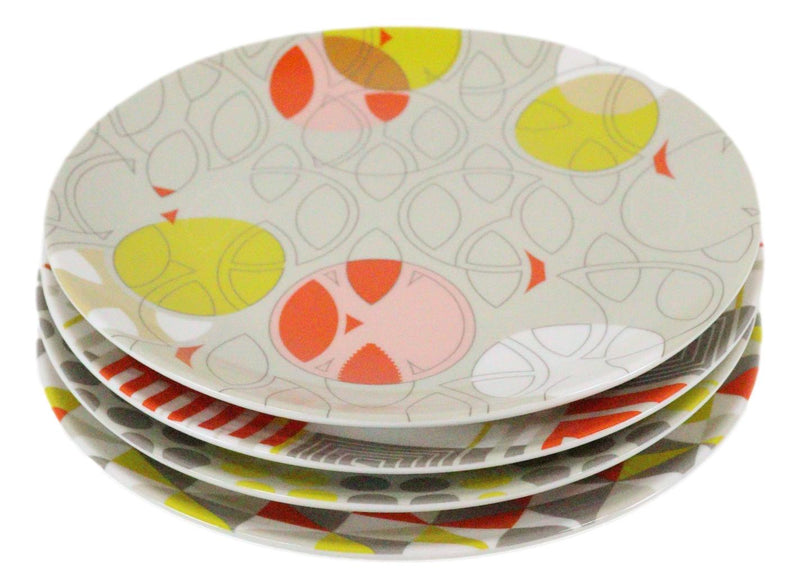 Frank Lloyd Wright Textile Taliesin West Yellow Ceramic Dessert Plates Pack Of 4