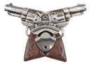 Rustic Western Cowboy Crossed Revolver Gun Pistols Wall Beer Bottle Cap Opener