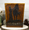 Country Rustic Western Cowboy With Horse Faux Wood Waste Basket Trash Bin
