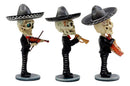 Day Of The Dead Skeleton Wedding Mariachi Band Musicians Bobblehead Figurine Set