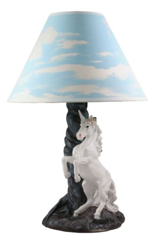 Ebros Enchanted Lights White Unicorn Sculptural Desktop Table Lamp With Shade