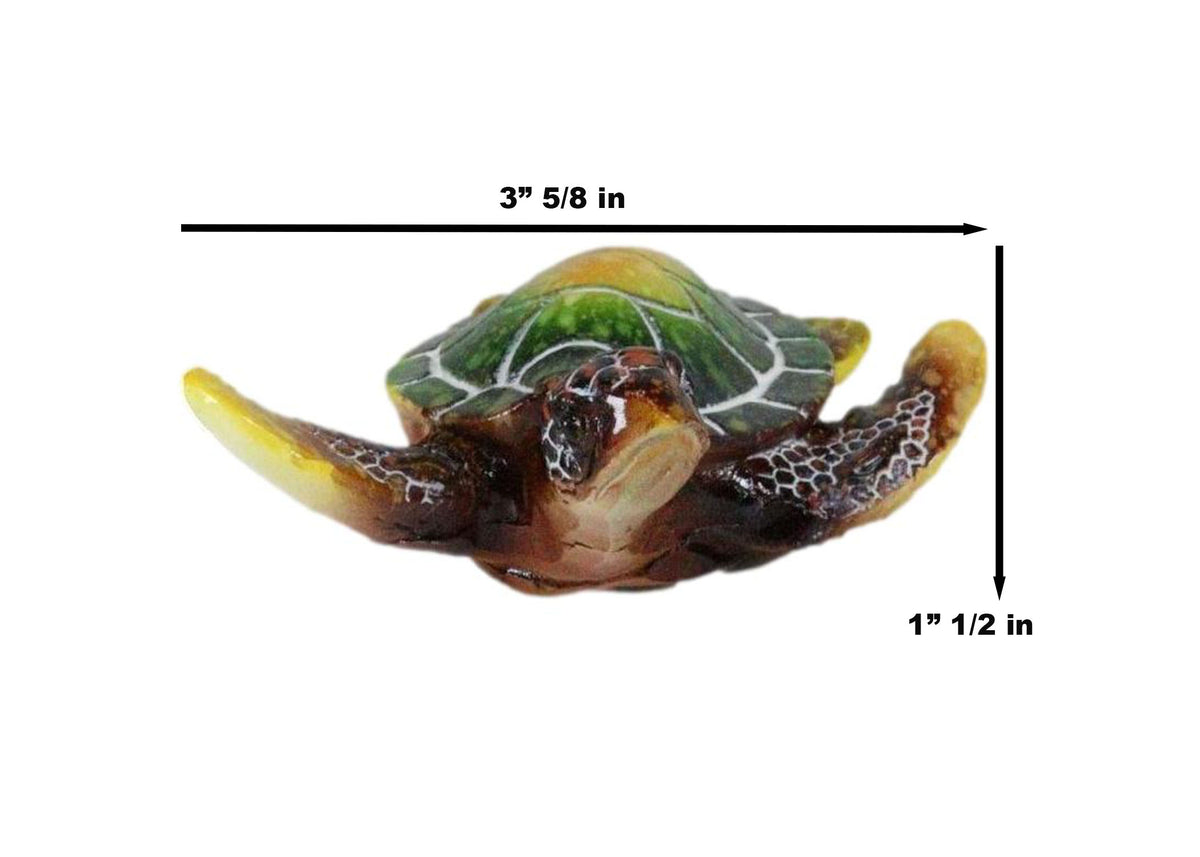 Green Coastal Ocean Marine Giant Sea Turtle Miniature Figurines Pack Of 4
