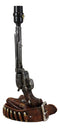 Ebros Western Six Shooter Revolver Gun with Holster and Ammo Belt Base Desktop Bedside Table Lamp with Shade 20.5"Tall Country Cowboy Rustic Home Decor Accent