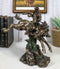 Rustic Western Rodeo Cowboy Riding On Galloping Wild Mustang Horse Figurine