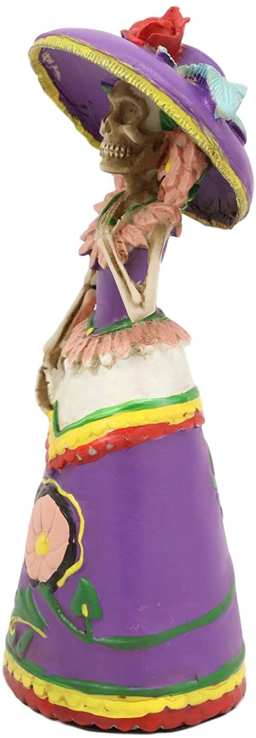 Ebros Day of The Dead Skeleton Lady Rosa with Purple Gown Figurine 5.25"H Statue