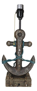 Rustic Sea Nautical Wharf Ship Anchor With Getty Ropes Table Lamp With Shade