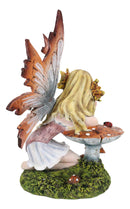 Enchanted Forest Fall Ladybug Mushroom Fairy Sitting by Toadstools Figurine