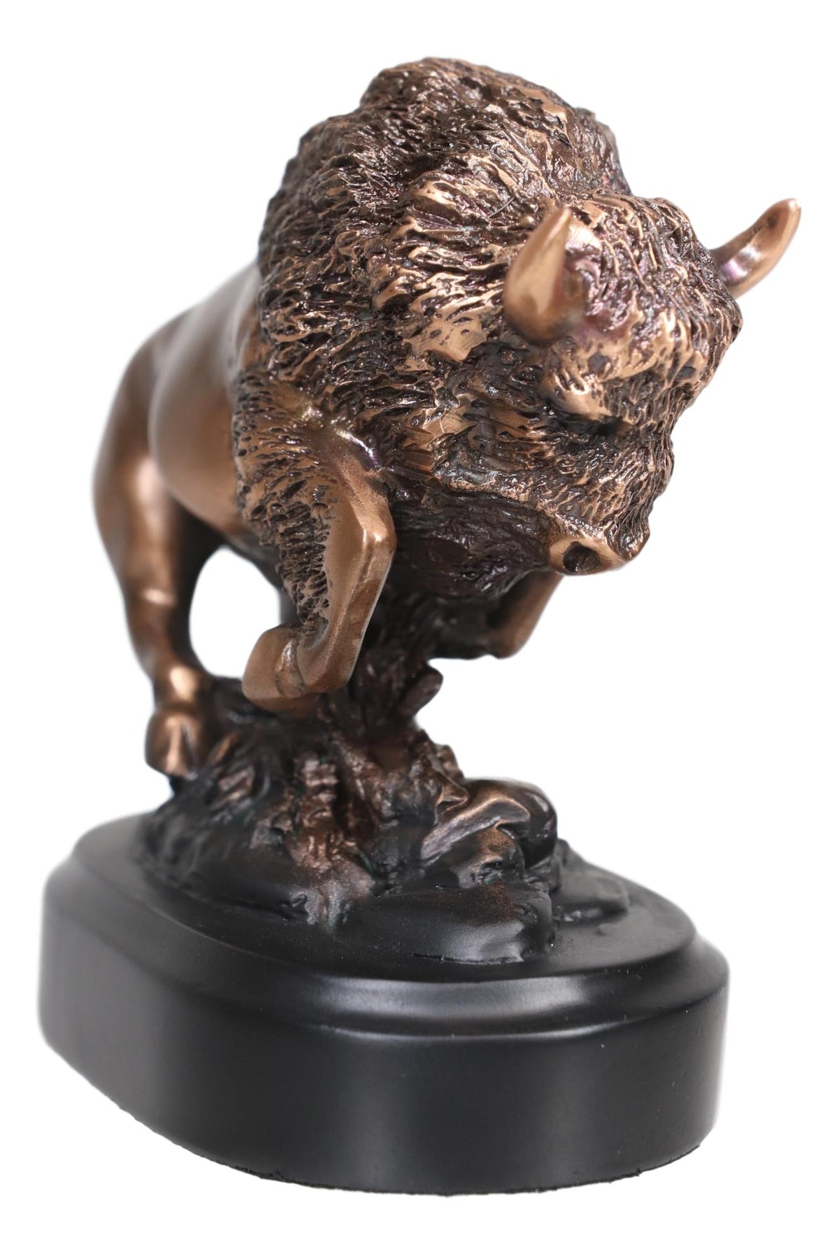 Ebros Western Charging American Bison Small Bronze Patinated Resin Figurine - Ebros Gift