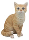 Lifelike Sitting Orange Tabby Cat Statue 12"Tall With Glass Eyes Animal Decor