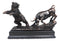 Wall Street Stock Market Signature Charging Bull With Conceding Bear Statue