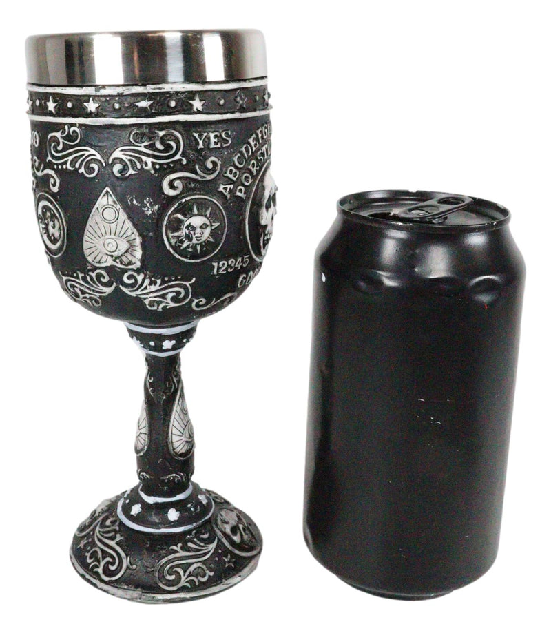 Ebros Occult Gothic Alchemy Ouija Spirit Board Skulls Baroque Wine Goblet 7oz