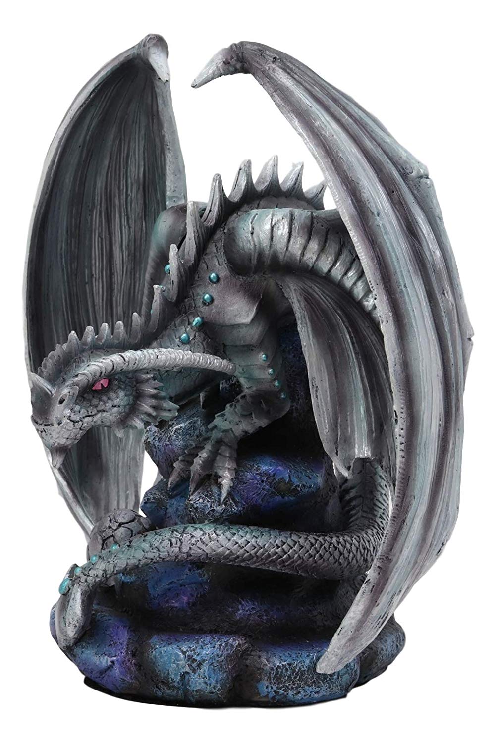 Ebros Grey Silverback Rock Adult Dragon & Egg Hatchling Statue 8"H Anne Stokes - Ebros Gift
