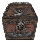 Ebros Kraken Octopus Pirate Haunted Chained Skull Treasure Chest Jewelry Box 5"L