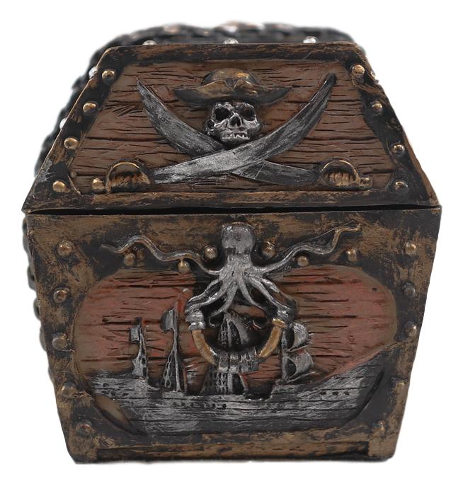 Ebros Kraken Octopus Pirate Haunted Chained Skull Treasure Chest Jewelry Box 5"L