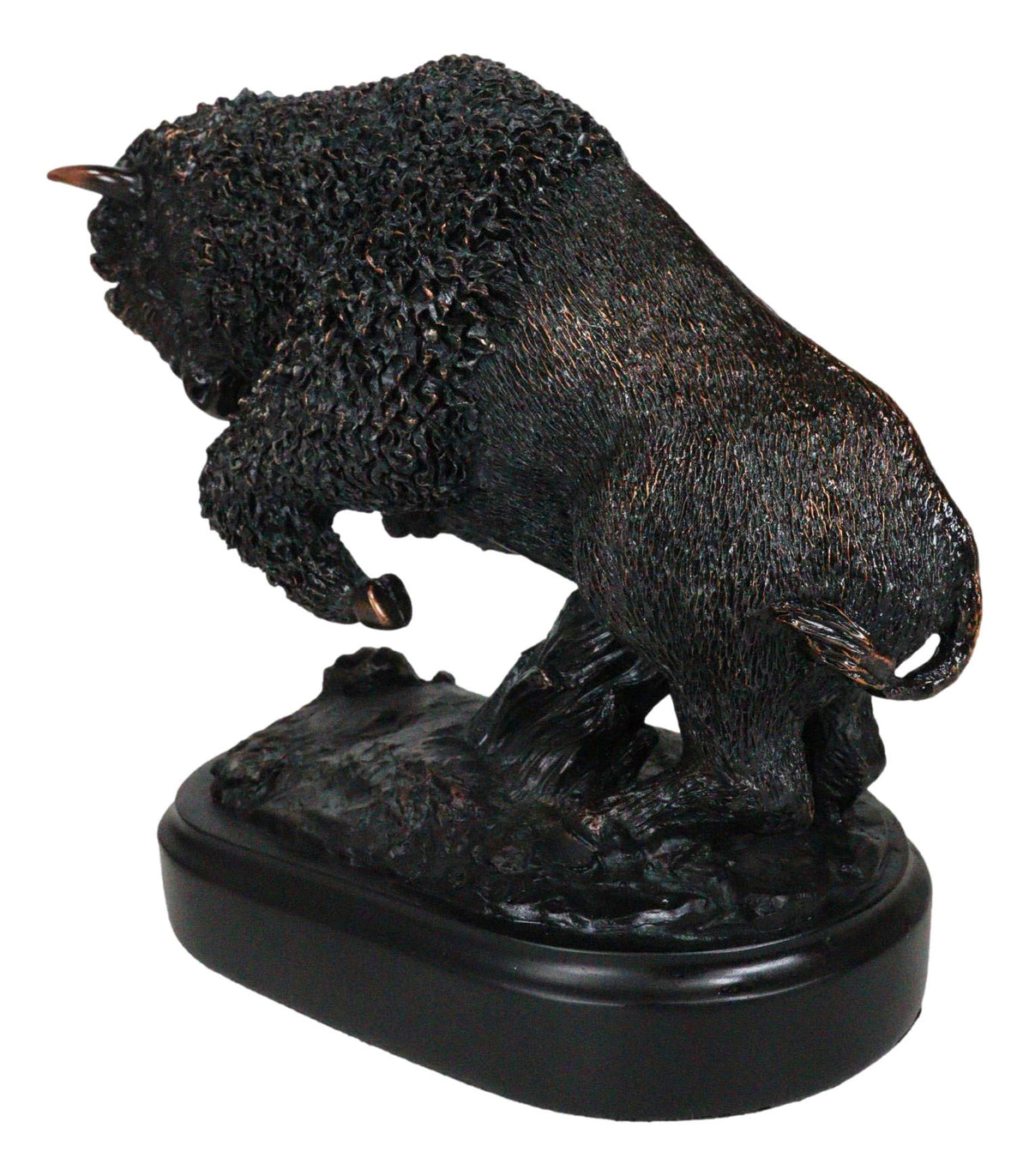 Rustic Western Charging American Buffalo Bison Bronze Electroplated Resin Statue - Ebros Gift