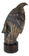Large Grand Bald Eagle Perching On USA American Flag Figurine With Round Base