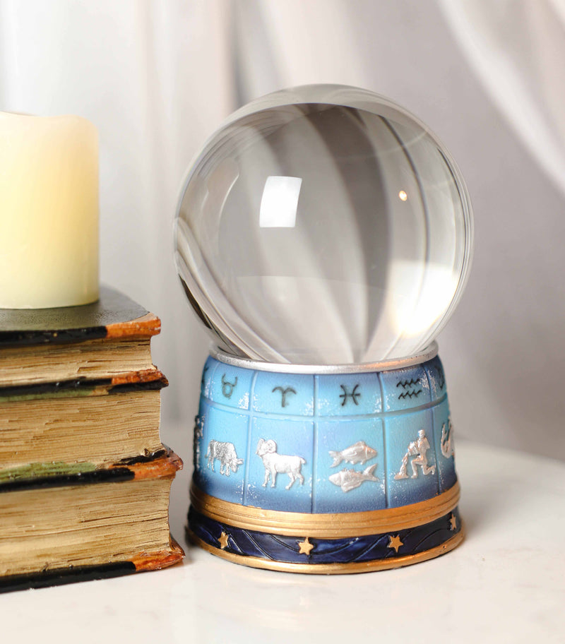 Greek Astrology 12 Horoscope Zodiac Signs Dome Base And Glass Sphere Gazing Ball