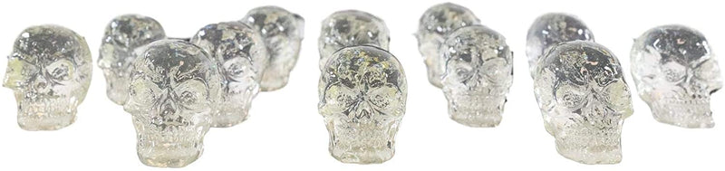 Ebros Dozen Mini Translucent Clear Skull Gothic Halloween Decor 12pc 1 inch Tall