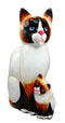 Balinese Wood Handicrafts Adorable Blue Eyed Feline Cat & Kitten Family Figurine
