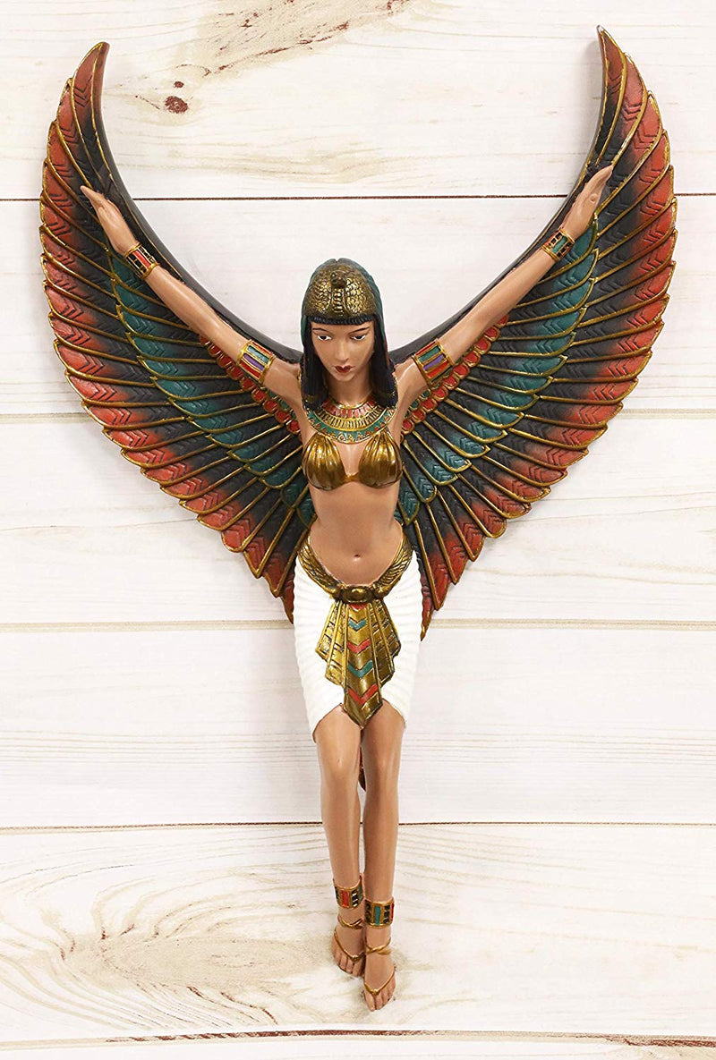 Ebros Ancient Egyptian Goddess Isis with Open Wings Wall Sculpture Decor 18"H
