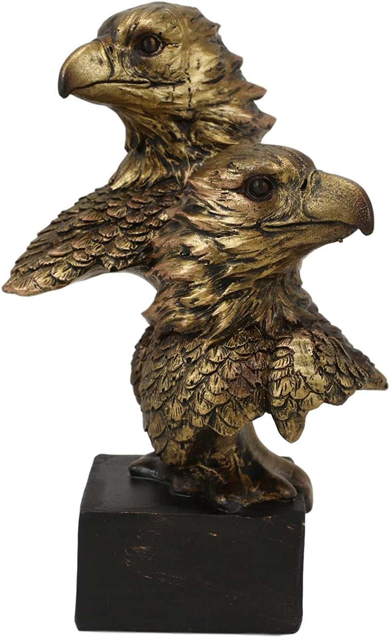 Ebros Gift 6" Tall Bald Eagle and Eaglet Head Bust Figurine with Black Pedestal