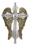 Rustic Western Faux Tooled Silver Praying Angel With Golden Wings Wall Cross