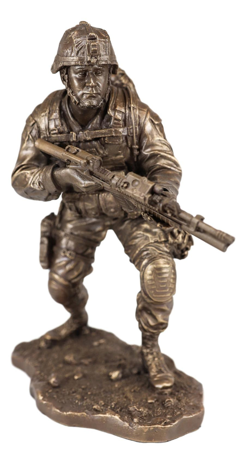 Ebros Military Marine Infantry Soldier with Rifle Taking Ground Statue 9.5"Tall