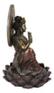 Buddha Goddess Guanyin Kuan Yin On Lotus With Immeasurable Light Disc Figurine