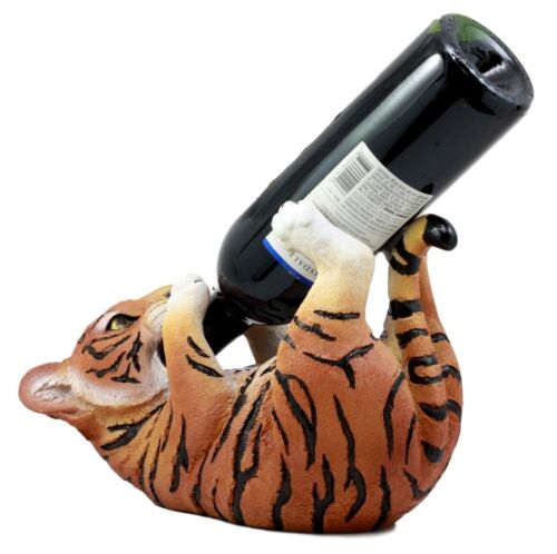 Ebros Thirsty Baby Bengal Tiger Cub Wine Bottle Holder Figurine 10"L Giant Cat Hunter