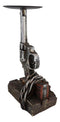 Rustic Western Six Shooter Revolver Gun With Scroll Art Pillar Candle Holder