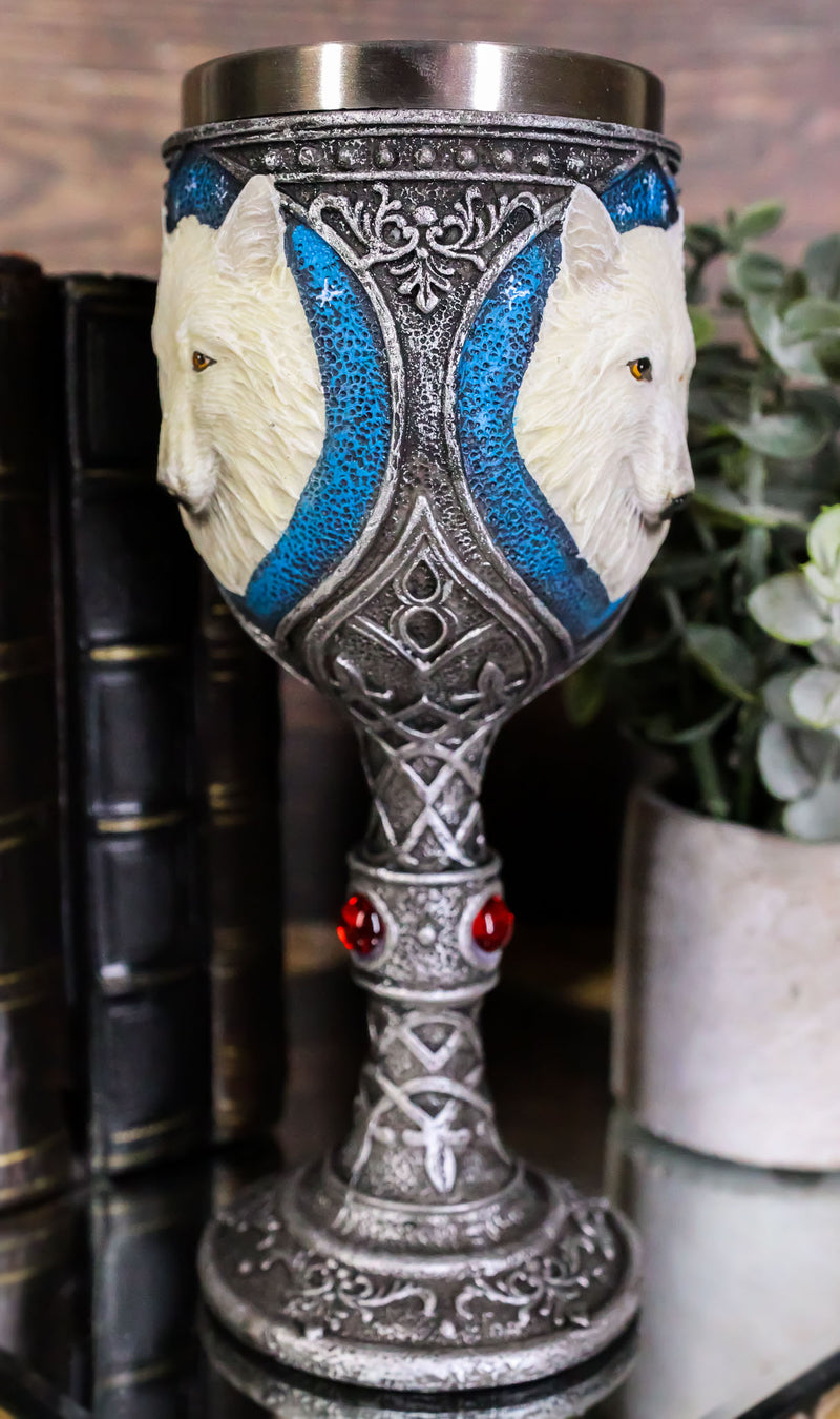 Ghost White Albino Snow Wolf Wine Goblet 7oz Direwolf Spirit Celtic Wine Chalice