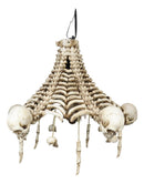 Ossuary Skulls Bones and Spines Pentagonal Ceiling Chandelier Light Lamp 20"H