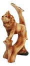 Safari Apex Predator Big Cat Lion King Faux Wood Cutout Carving Resin Figurine