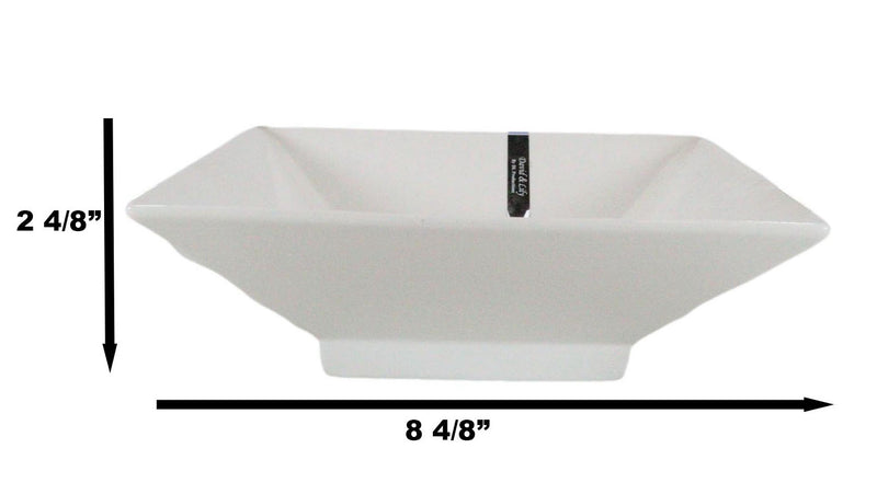 Ebros Pack Of 2 Kitchen And Dining Modern Contemporary Design Porcelain Square Bowls 35 Ounces 8.5"Diameter - Ebros Gift