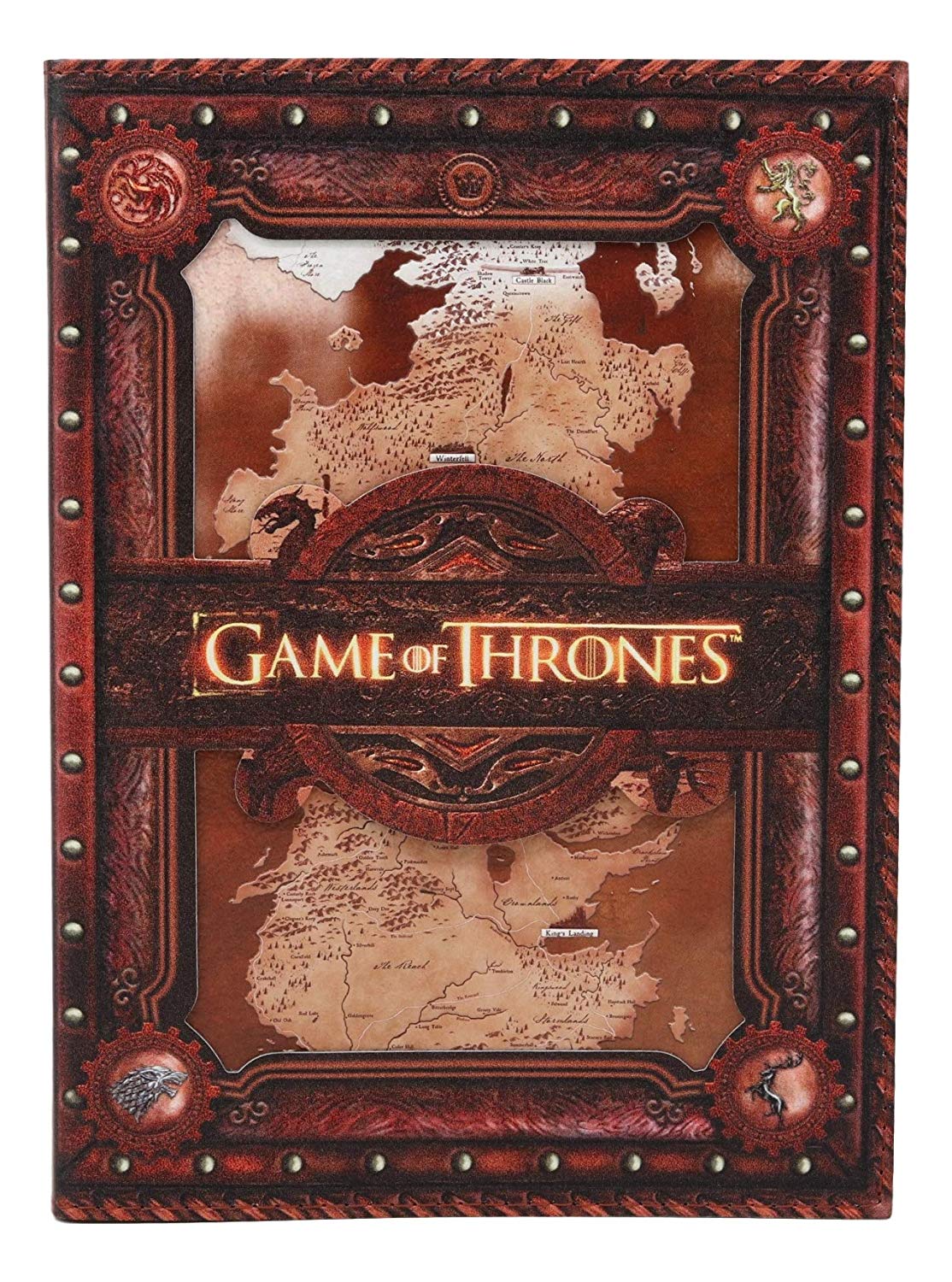 Game of Thrones Seven Kingdoms Map House Sigils Embossed Journal 5"x7" Book - Ebros Gift