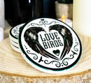 Poe's Raven Heart Love Birds Ceramic Coaster Set of 4 Tiles With Cork Backing