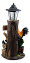 Country Farm Rooster Hen Chicks Family By Sunflowers Solar Light Lantern Statue