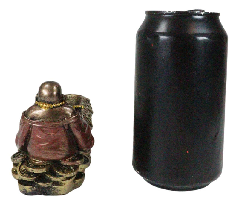 Hotei Lucky Fortune Buddha Maitreya Holding Prayer Beads Incense Holder Figurine